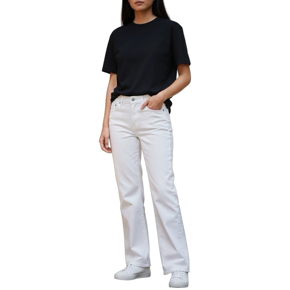 Zara Women's White Mid Rise Straight Leg‎ Jeans Size 2 US 34 EU